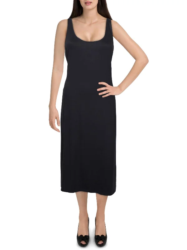 Womens Tencel Scoop Neck Midi Dress