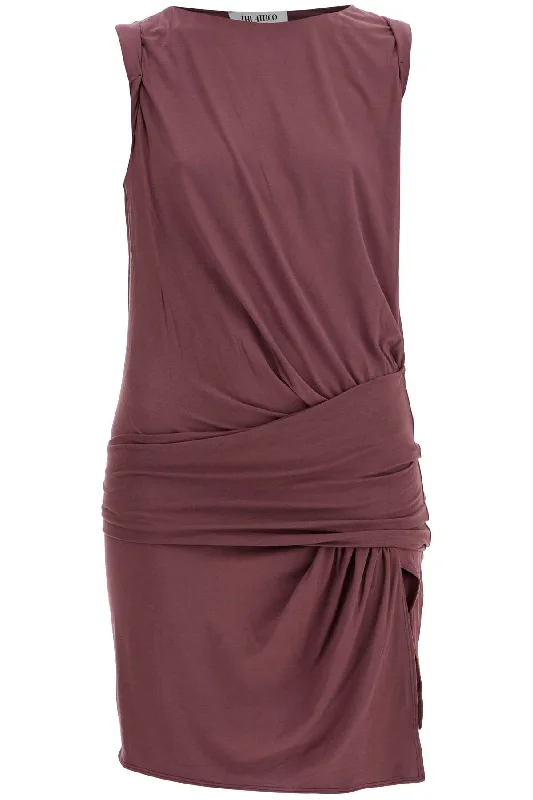 The Attico Women's Mini Dress Slim Con Scollo Ampio In Mauve Scuro In Viscosa