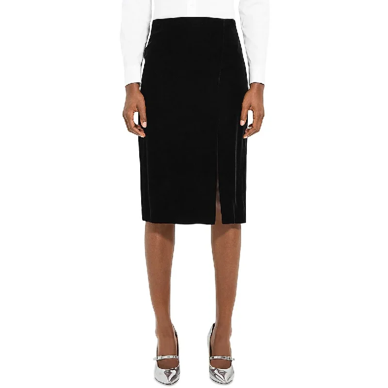 Womens Front Slit Stretch Pencil Skirt