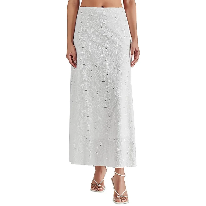 Womens Eyelet Embroidered Maxi Skirt