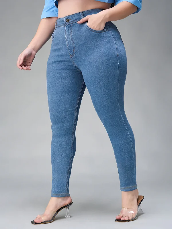 24/7 comfort Women's Blue Skinny High Rise Distressed Denim Jeans