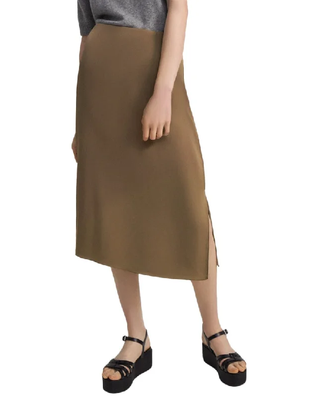 Theory Silk Double Slit Slip Skirt