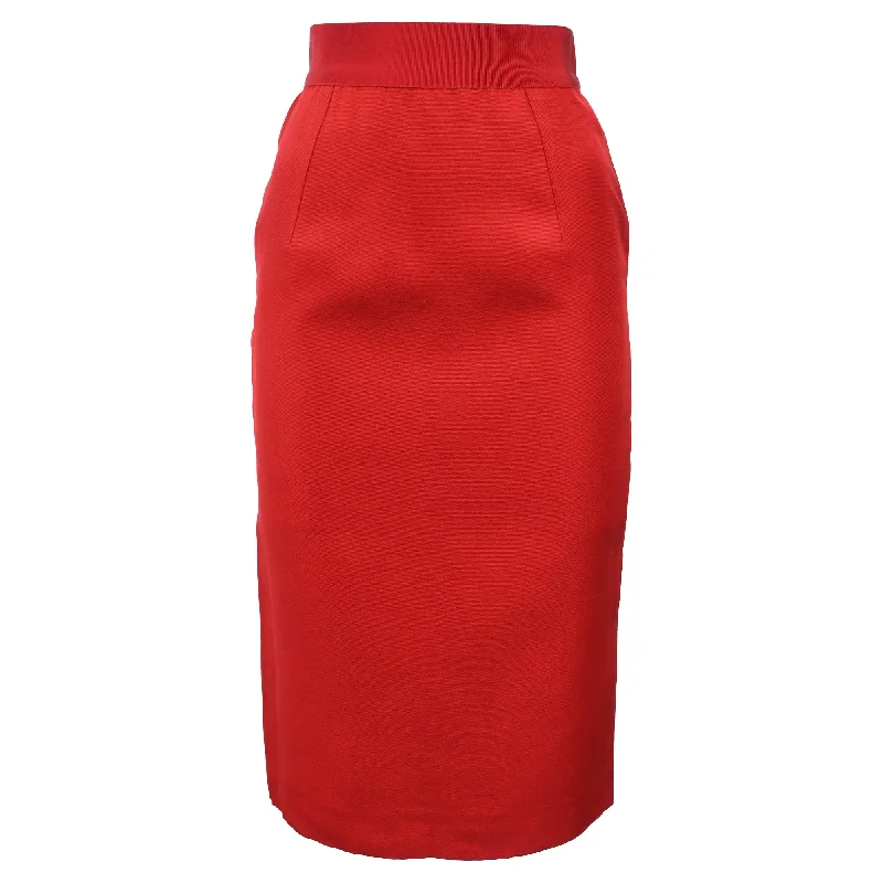 Giambattista Valli High-Rise Midi Pencil Skirt in Red Wool