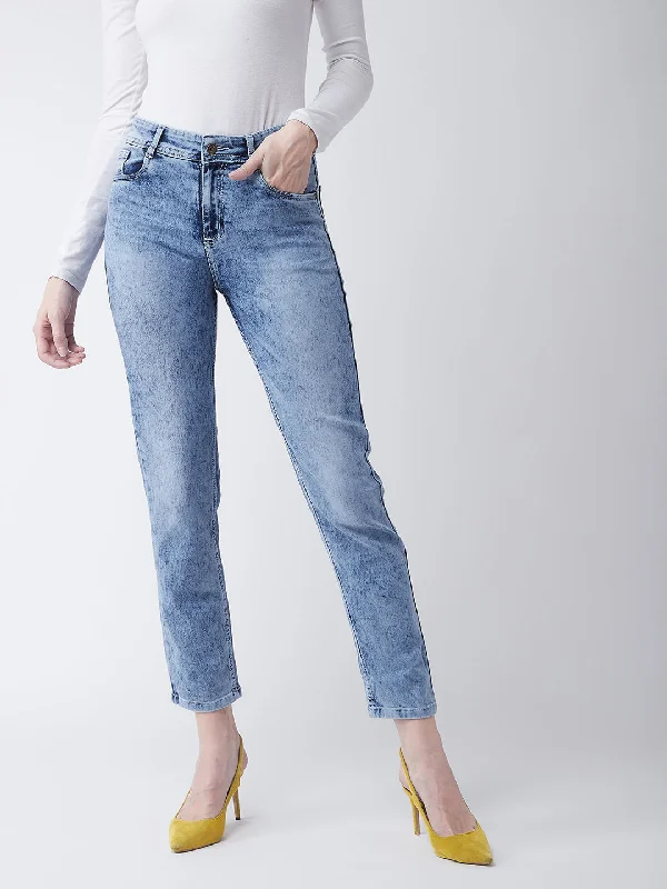 24/7 comfort Women's Light Blue Slim Fit High Rise Denim Stretchable Jeans