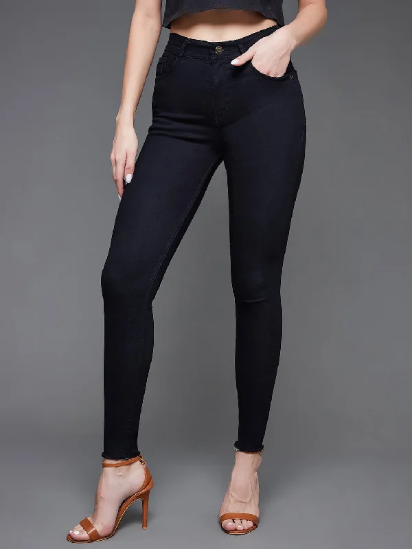 24/7 comfort Women's Black Slim Fit Regular Length High Rise Denim Jeans