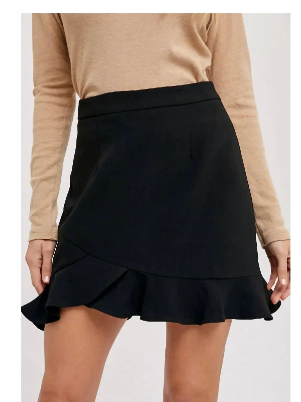 Lena Ruffle Hem Skirt In Black