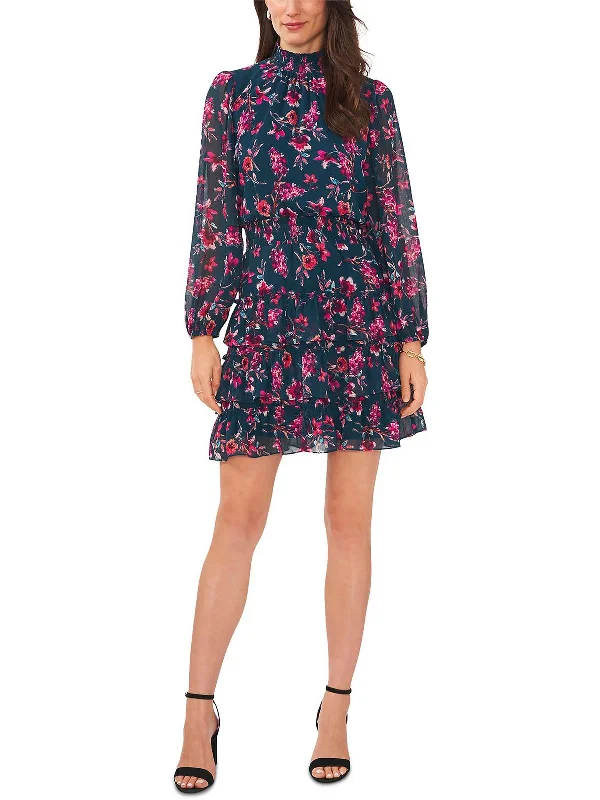 Womens Floral Short Mini Dress