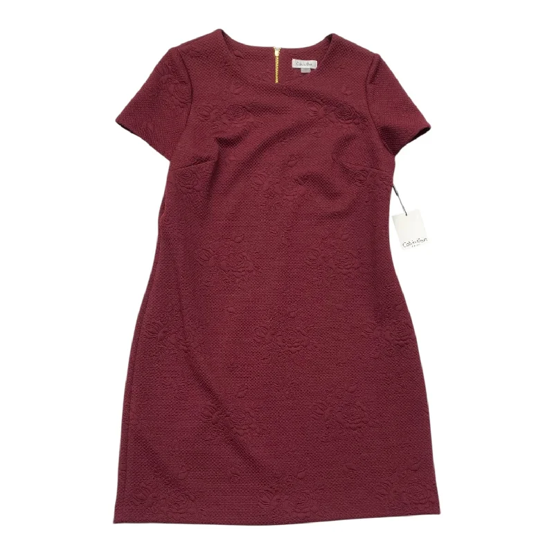 Dress Casual Midi By Calvin Klein In Maroon, Size: 12