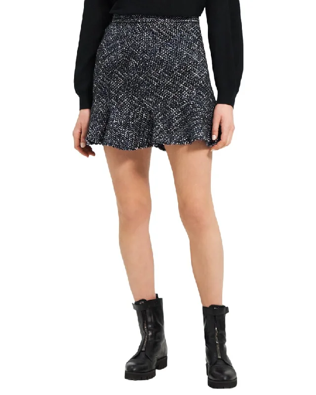 Theory Wool-Blend Tweed Diagonal Mini Skirt