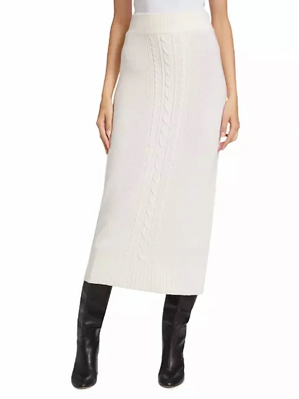 Valentin Cable Knit Skirt In Blanc