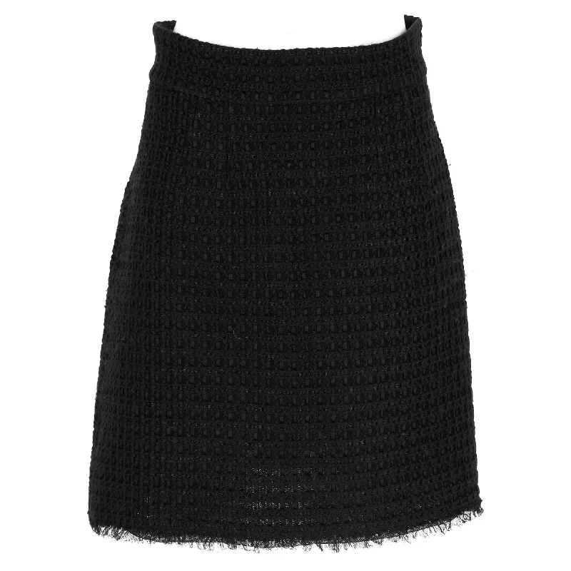 Dolce & Gabbana Textured Skirt in Black Wool