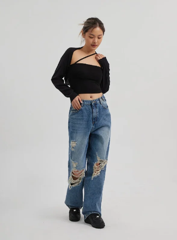 Ripped Wide Leg Jeans CF314