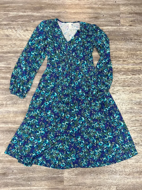 Dress Casual Midi By London Times In Blue & Green, Size: S