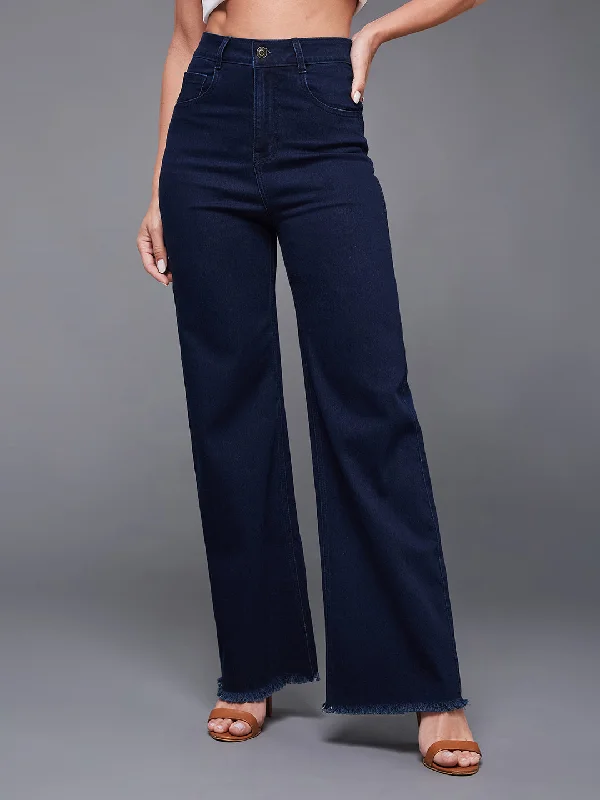 CHASEstretch™ Women's Navy Blue Wide Leg High Rise Denim Jeans