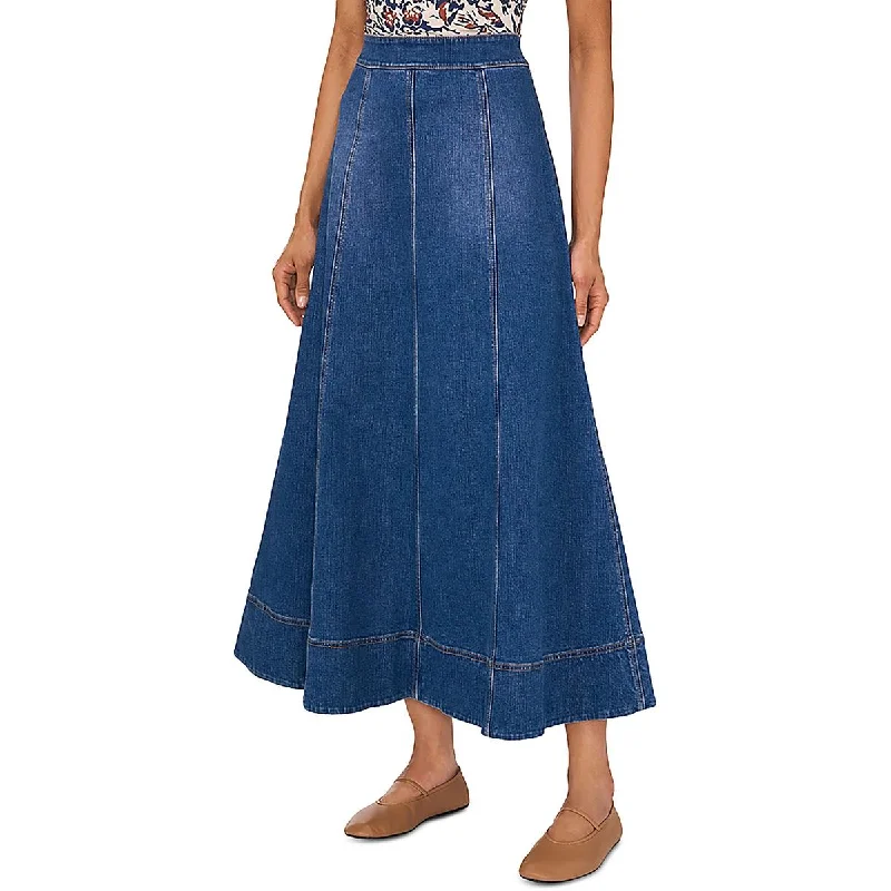 Natural Nightlife Womens Maxi Back Zipper Denim Skirt