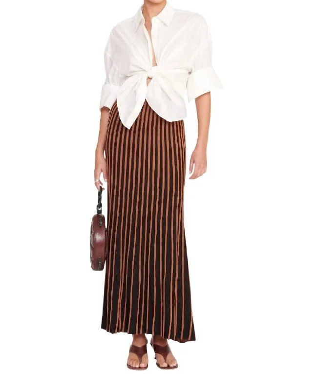 Aleida Rib Skirt In Tan/black