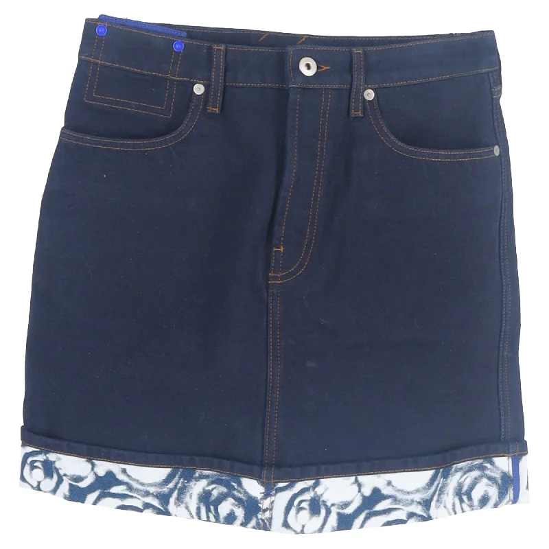 Burberry Printed Hem Mini Skirt in Blue Cotton Denim