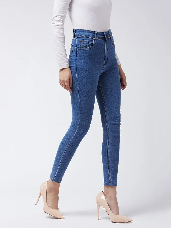 24/7 Comfort Women's Blue Skinny High-Rise Cropped Denim Jeans