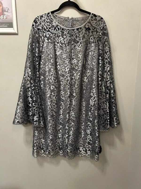 Dress Casual Midi By White House Black Market In Grey & Silver, Size: L