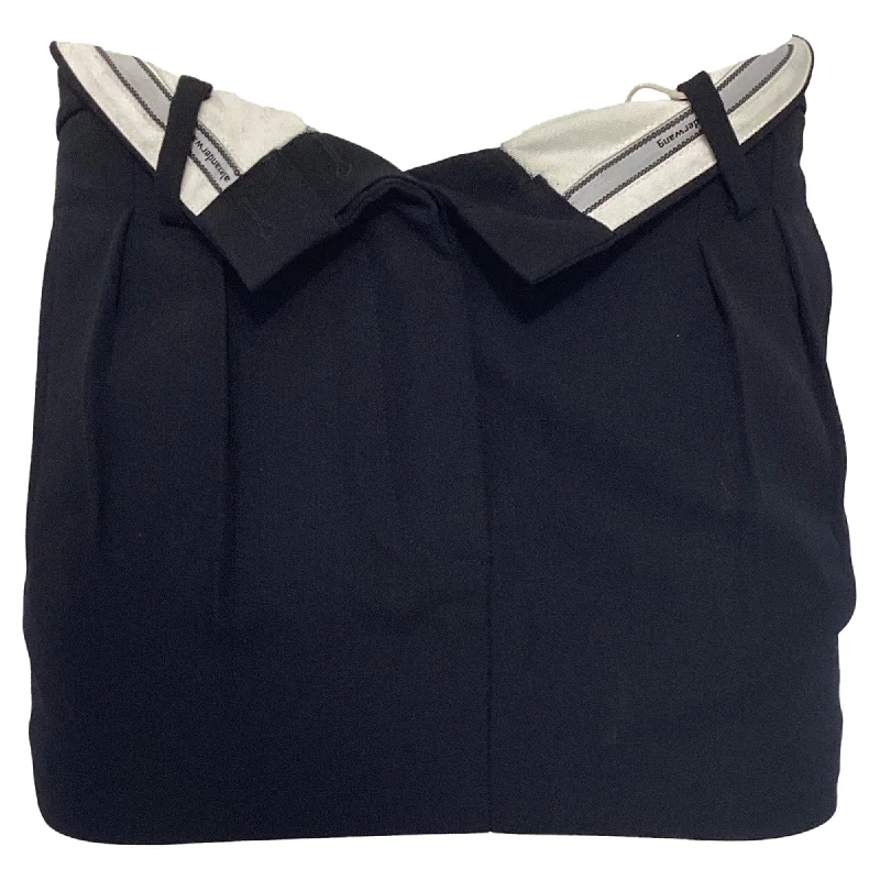 Alexander Wang Open Waist Mini Skirt in Black Wool