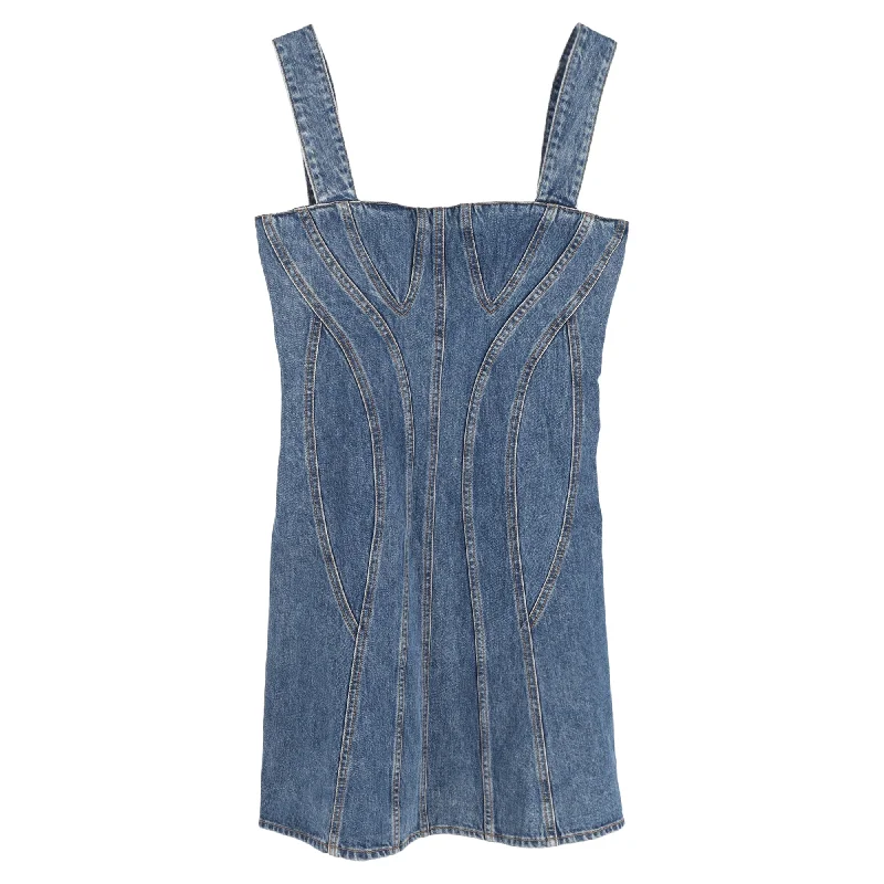 Stella McCartney Bustier Mini Dress in Blue Cotton Denim