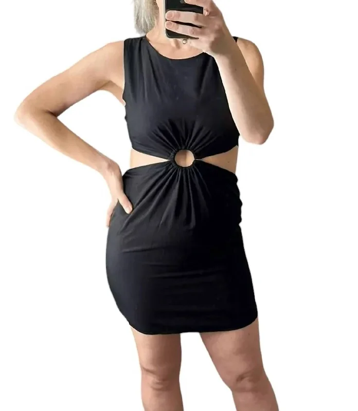 Sleeveless Ring Cut Out Mini Dress In Black