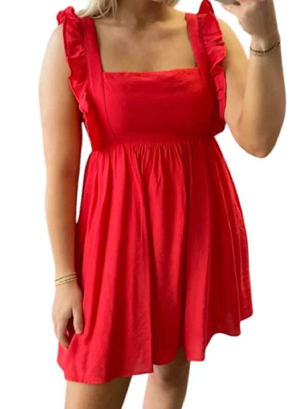 Tie Back Babydoll Mini Dress In Red