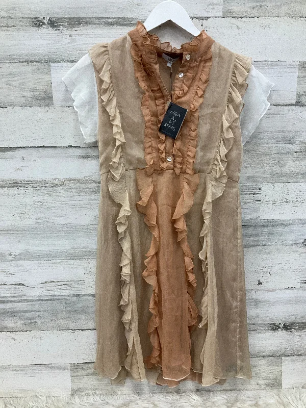 Dress Casual Midi By Clothes Mentor In Tan, Size: Xs