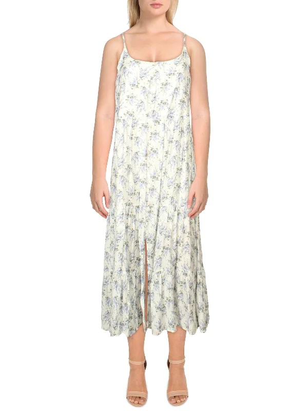 Womens Floral Calf Midi Dress