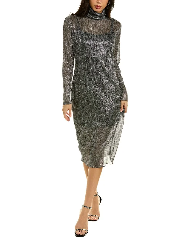 BCBGMAXAZRIA Metallic Midi Dress