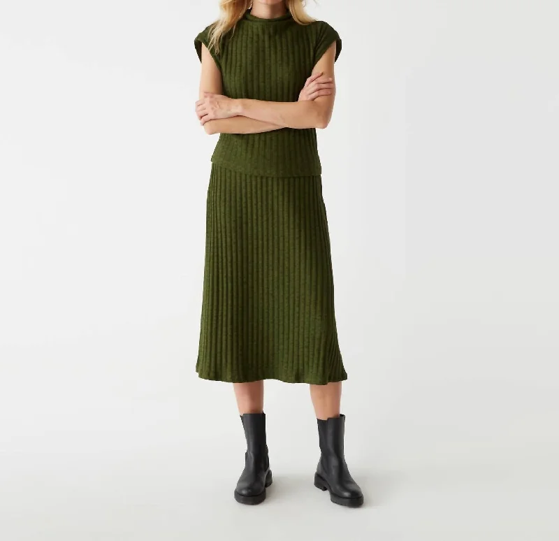 Shania Midi Skirt In Dk Matcha