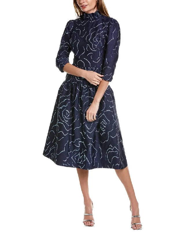 Teri Jon by Rickie Freeman Jacquard Midi Dress