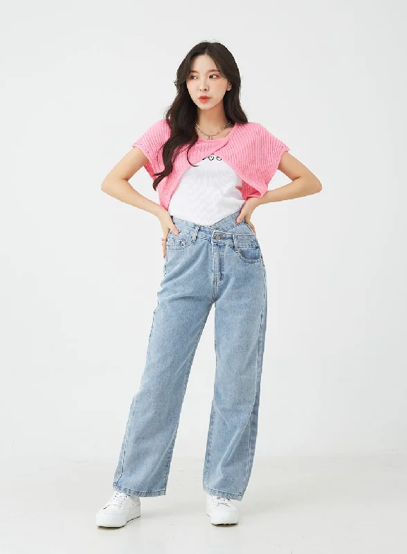 Unbalanced Wide Leg Denim Pants BU2207