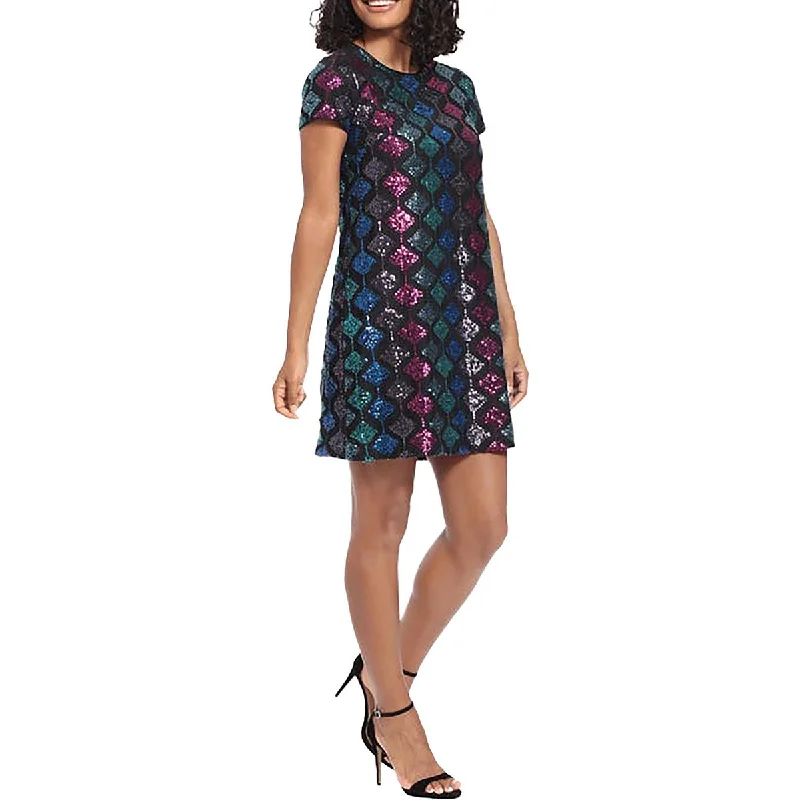 Womens Sequined Mini Shirtdress