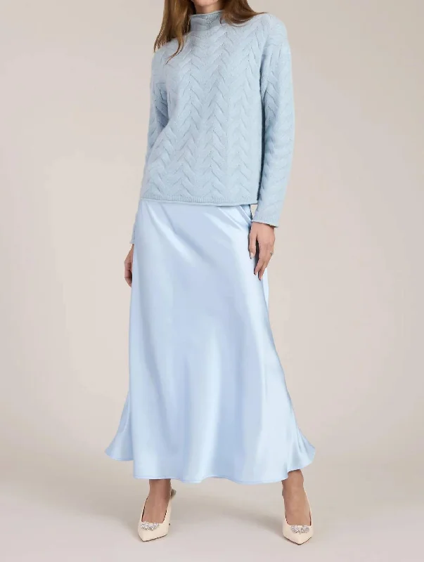 Edie Charmeuse Skirt In Lt Blue