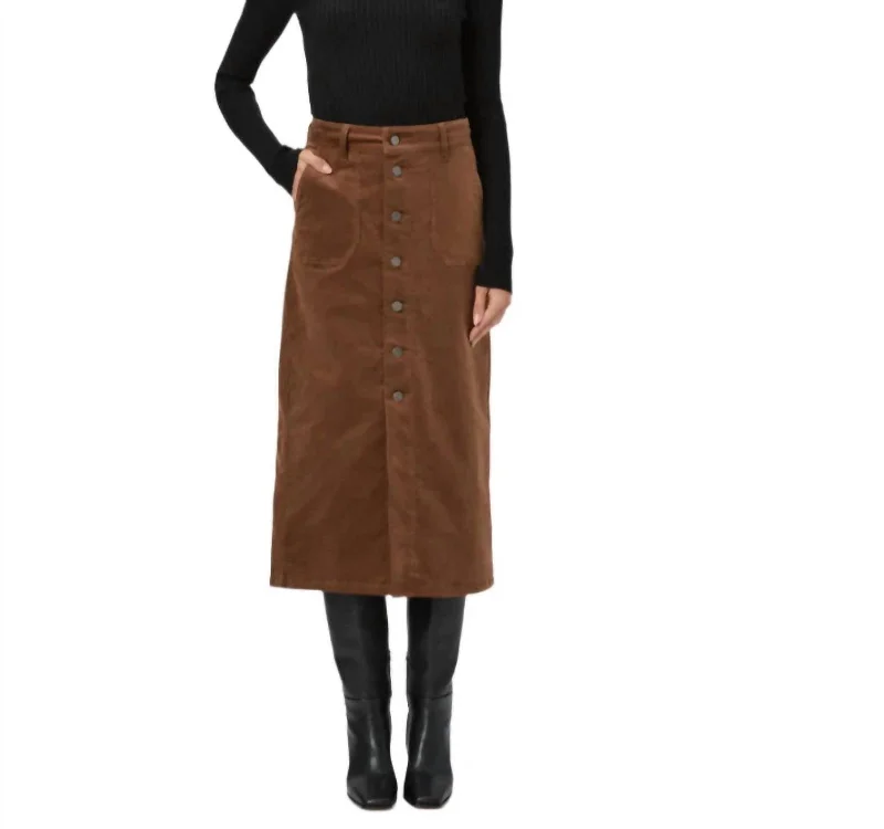 Meadow Midi Skirt In Maple Brown