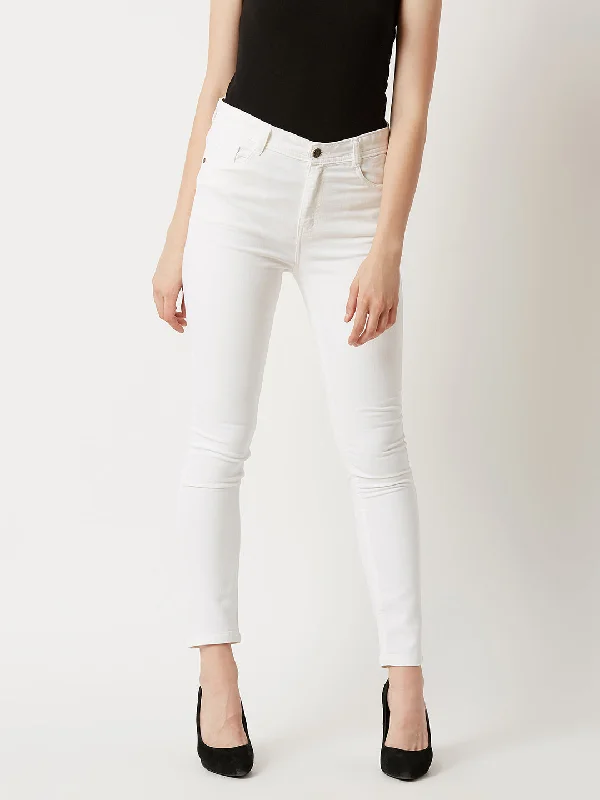 24/7 comfort Women's White Skinny High Rise Clean Look Bleached Regular Length Stretchable Denim Jeans