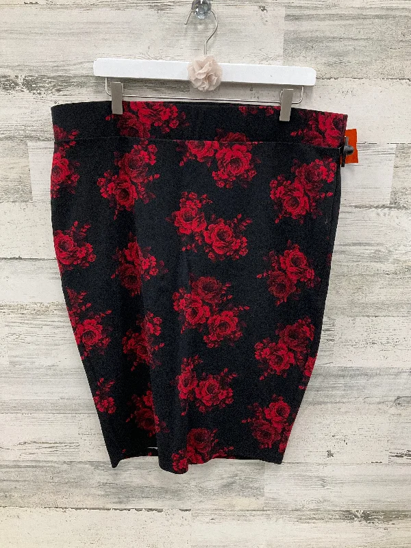 Skirt Midi By Torrid In Black & Red, Size: 2x