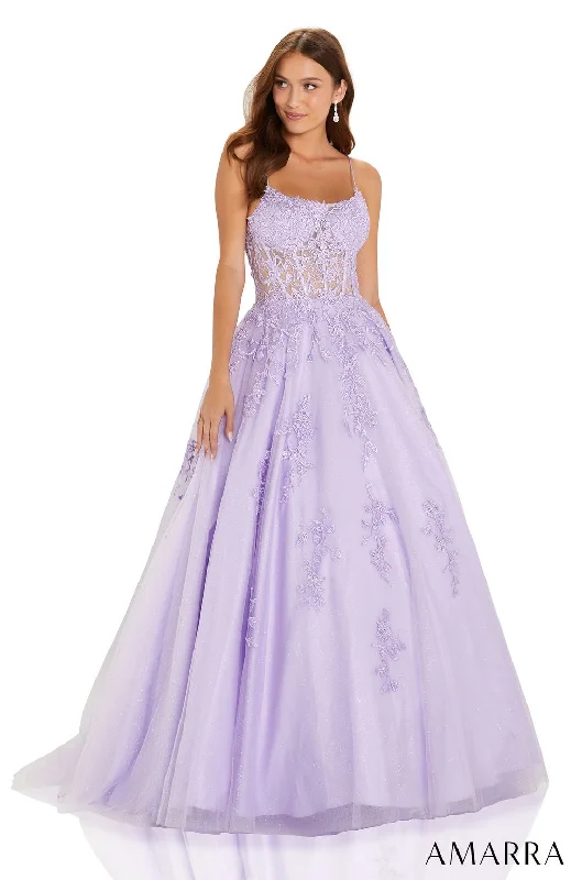 Amarra 88584 Long Glitter Ball Gown Prom Dress